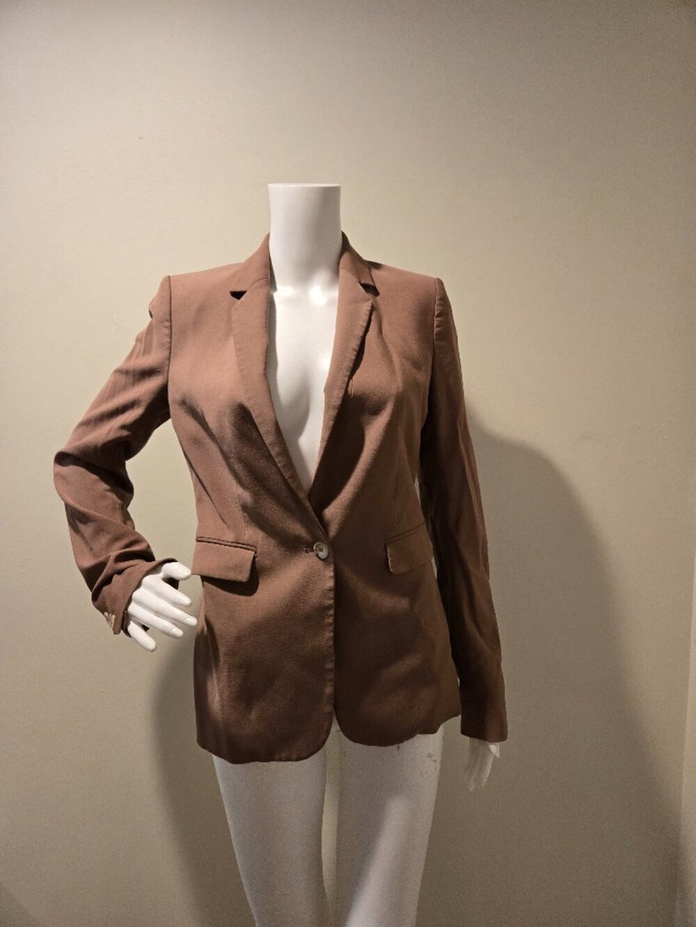 Reiss Single Button Blazer Jacket Brown XS